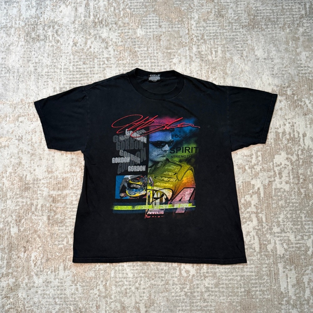 Vintage Chase Authentics 2000 Jeff Gordon #24 Nascar Racing Car Rainbow T-Shirt